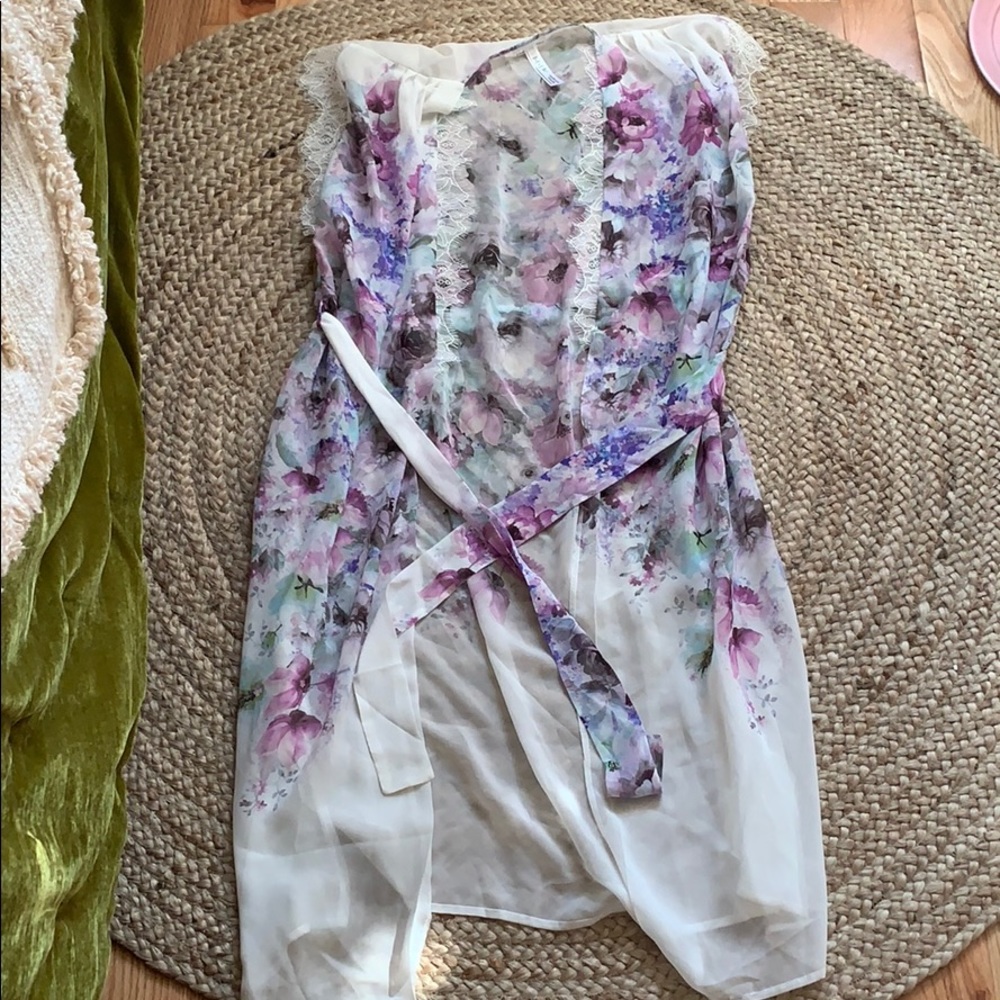 Anthropologie Sheer Floral Duster